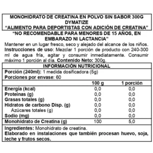 CREATINA_DYMATIZE_CREAPURE_300 GR_TABLA