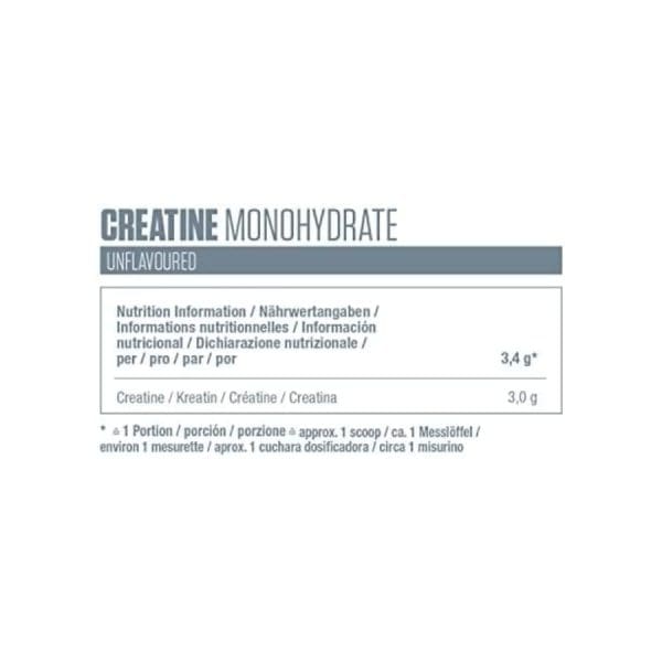 informacion nutricional Creatina Dymatize Creapure 300g
