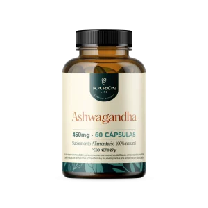 Ashwagandha Karun Life 450 mg - Suplemento natural en 60 cápsulas de raíz de ashwagandha para bienestar y manejo del estrés