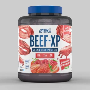 Beef Protein de Applied Nutrition hidrolizada sabor starwberry Raspberry, sin lactosa, envase de 1.8 kg