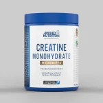 Creatina 500g de Applied Nutrition, envase blanco con etiqueta azul, suplemento en polvo para fuerza y recuperación