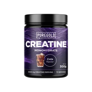 Envase de Creatina Monohidrato Pure Gold, suplemento deportivo en polvo con fórmula micronizada, 300g.