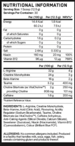 Información Nutricional Preentreno ABE