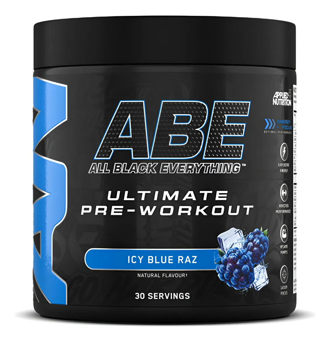 Pre entreno ABE Icy blue raz Pre entreno ABE Sour Apple 375g en polvo. Suplemento sabor Icy Blue Raz con cafeína, creatina y citrulina.